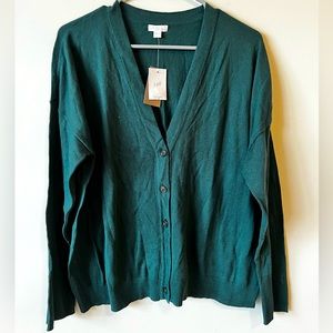 Forest Green JJill Long Sleeve Button Up Cardigan